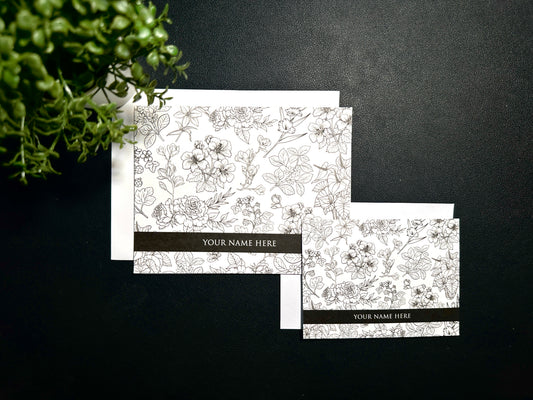 Bifold Notecard Set - Monoline Flowers