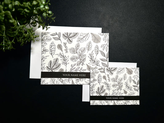 Bifold Notecard Set - Monoline Leaves