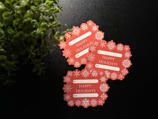 Die Cut Holiday Gift Tags - Holiday Snowflakes (Red)