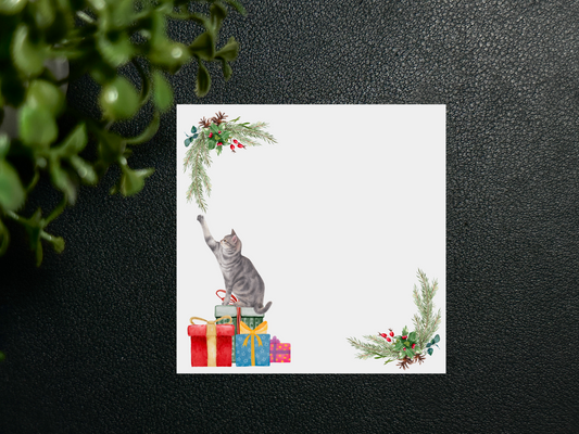 Square Gift Tags - Holiday - Gray Tabby