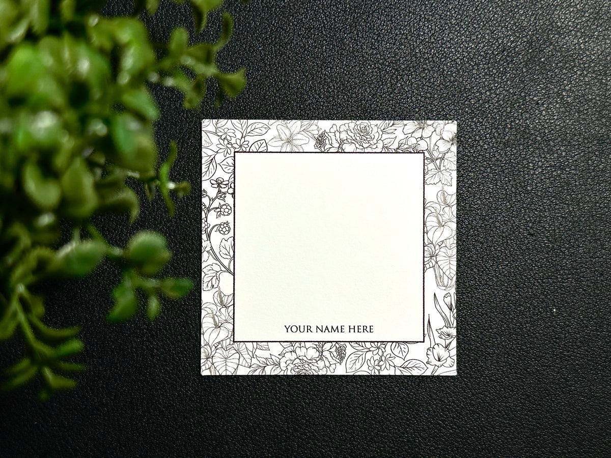 Square Gift Tags - Monoline Flowers