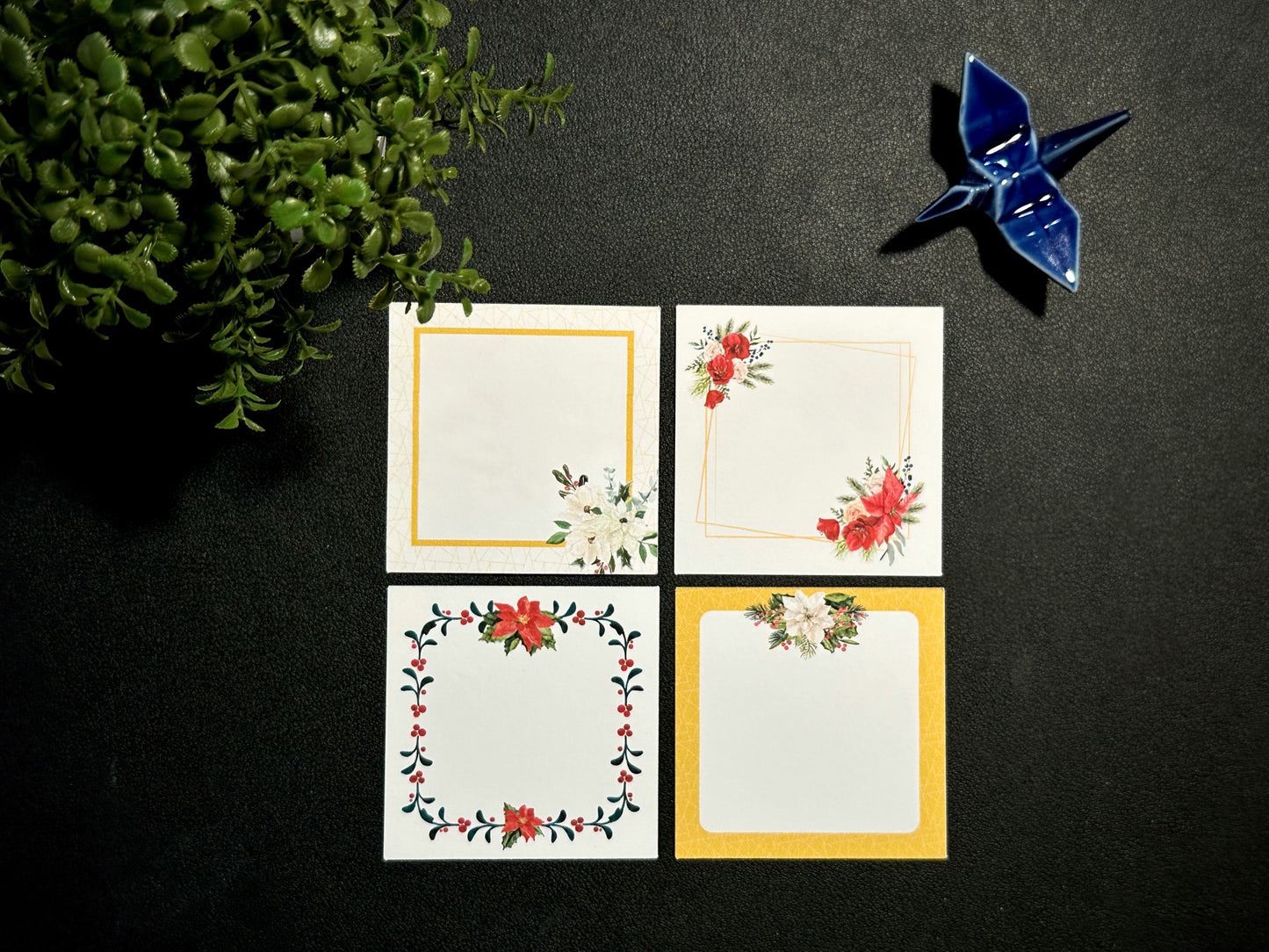 Square Holiday Gift Tags - Poinsettia