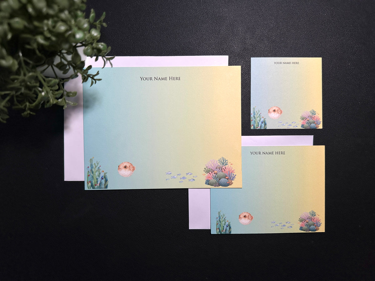 Flat Notecard Set - Under the Sea - Blowfish