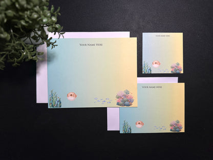 Flat Notecard Set - Under the Sea - Blowfish