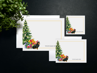 Flat Notecard Set - Holiday - Dachshund