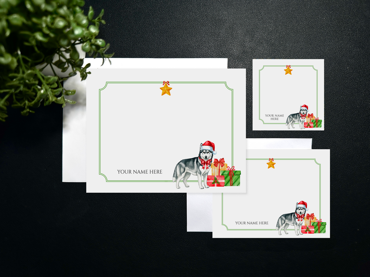 Flat Notecard Set - Holiday - Husky