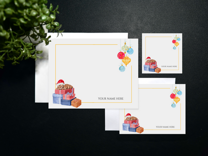 Flat Notecard Set - Holiday - Sleeping Cat