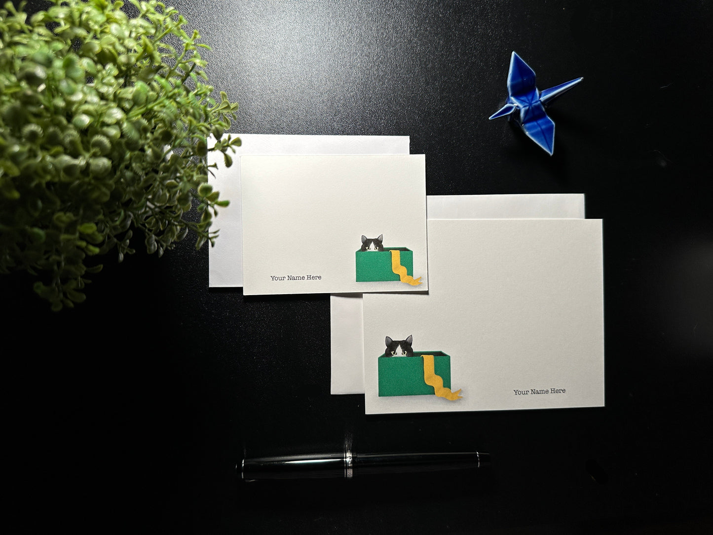 Flat Notecard Set - Holiday Cat