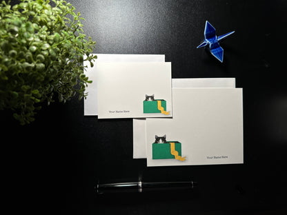 Flat Notecard Set - Holiday Cat