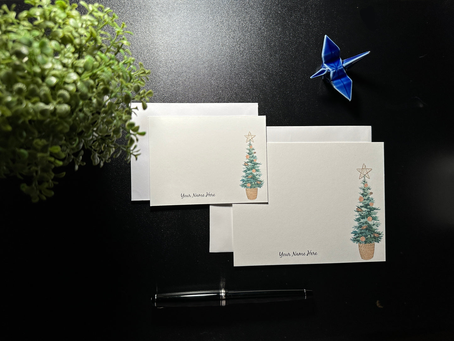 Flat Notecard Set - Christmas Tree 1
