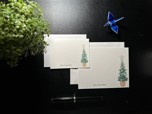 Flat Notecard Set - Christmas Tree 1