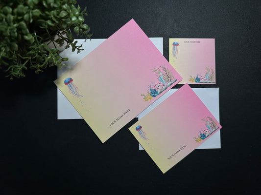 Flat Notecard Set - Under the Sea - Jellyfish