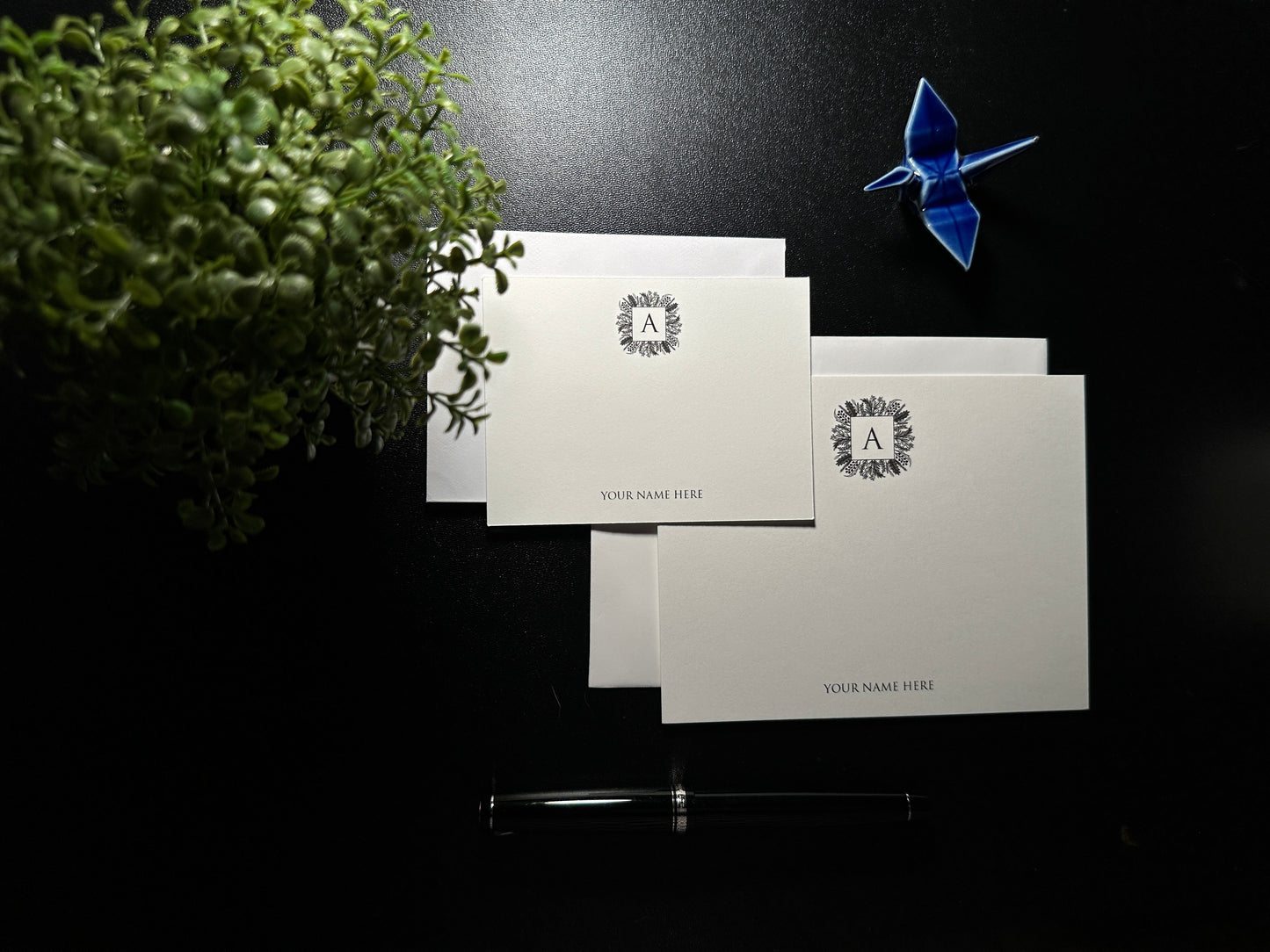 Flat Notecard Set - Floral Wreath 5