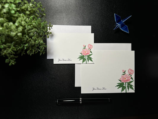Flat Notecard Set - Peony 3