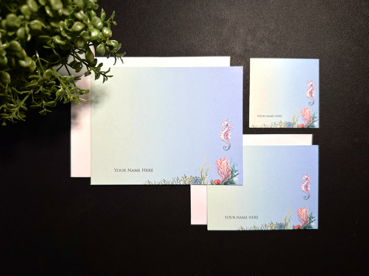 Flat Notecard Set - Under the Sea - Seahorse