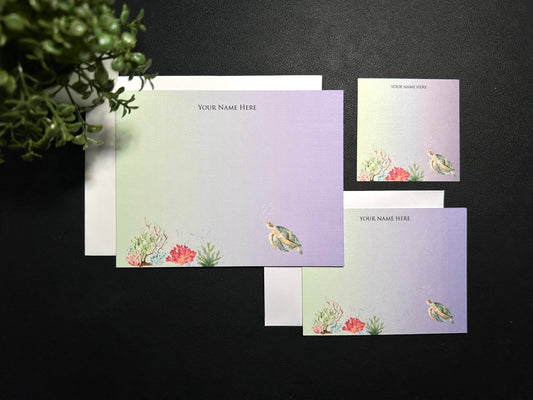 Flat Notecard Set - Under the Sea - Turtle