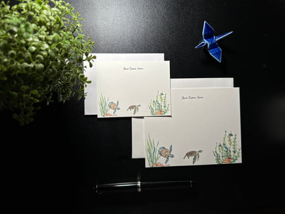 Flat Notecard Set - Turtles
