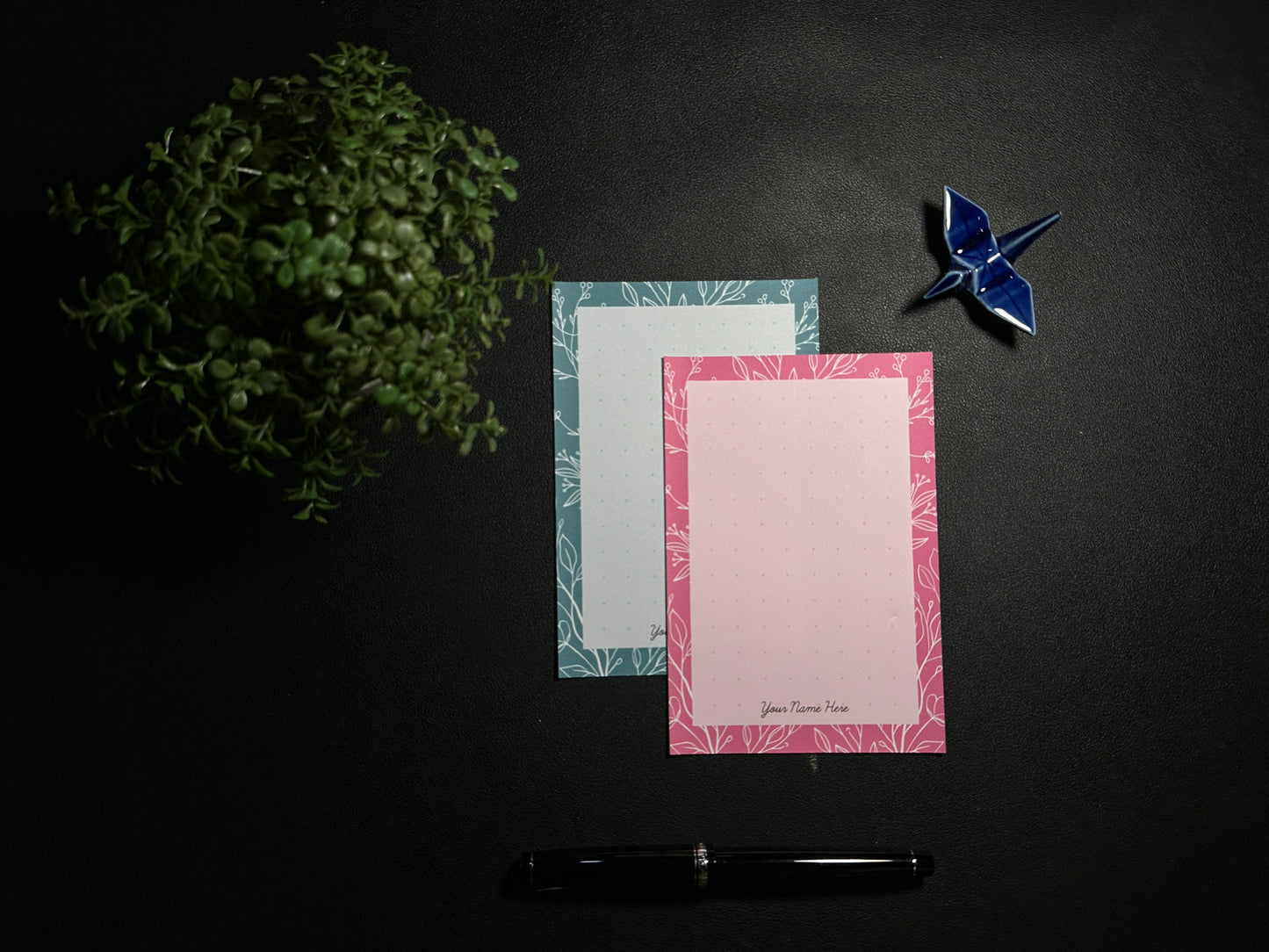 Notepad - White Line Flora (Fuchsia & Teal)