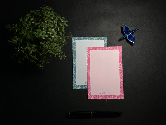 Notepad - White Line Flora (Fuchsia & Teal)