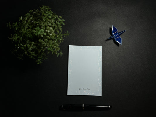 Notepad - White Line Flora (Blue)