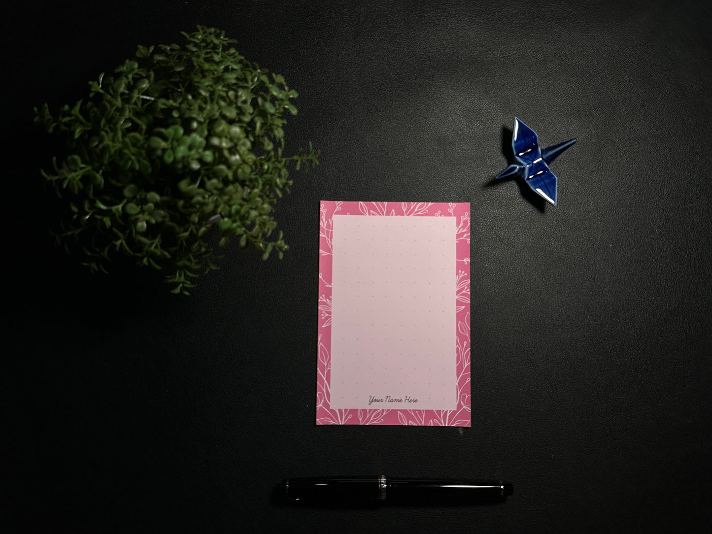 Notepad - White Line Flora (Fuchsia & Teal)